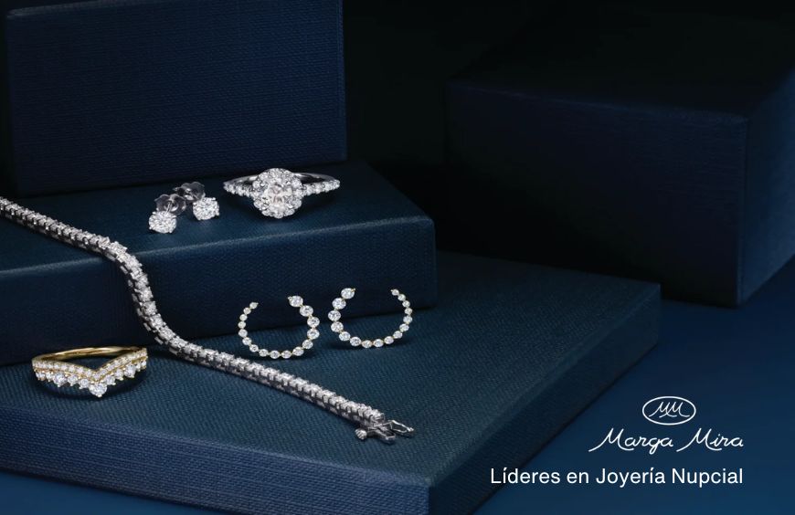 lujosas joyas de diamantes para novias sobre un elegante fondo color azul oscuro